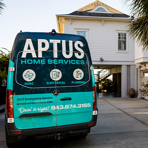 Aptus Home Services Truck Outside of Residential Property